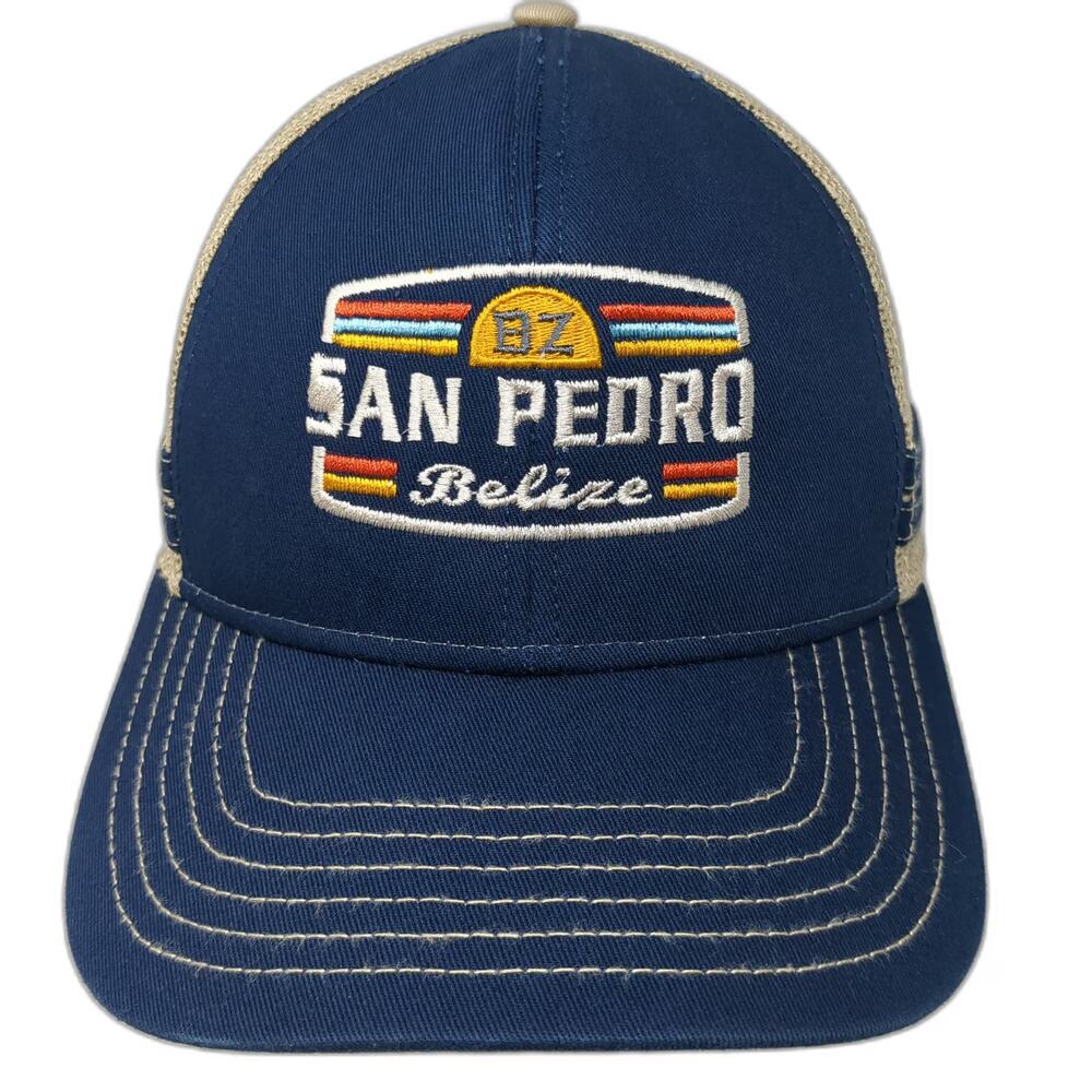 Fahrenheit Headwear Trucker Hat Blue One Size San Pedro Belize Mesh Back Patch